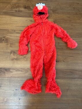 Kids Red Fuzzy One-Piece Elmo Costume